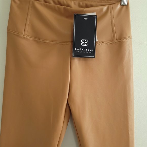 bagatelle Pants - Bagatelle Faux Leather Leggings Women's High Rise Tan size S